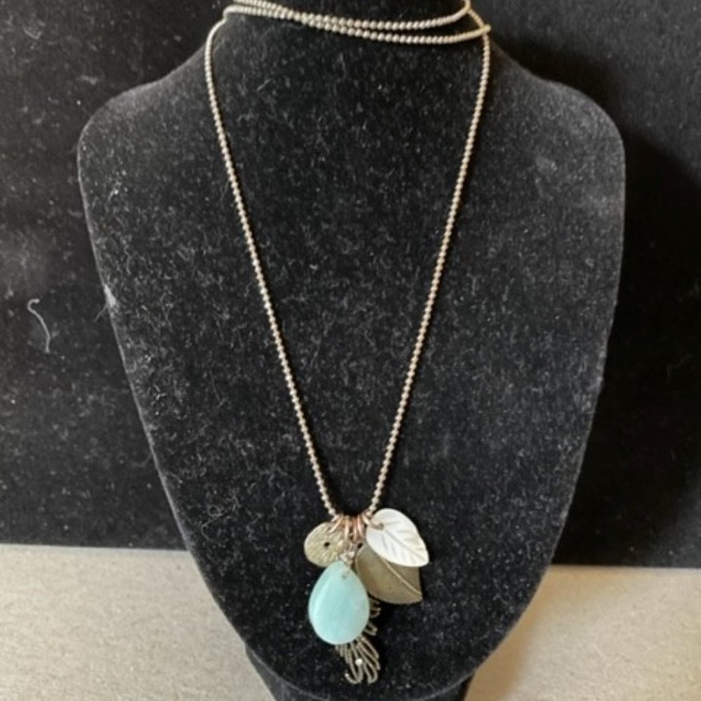 Chrysoprase and Shell Flapper Length Charm 32"-34" Necklace Charm Necklace AEO